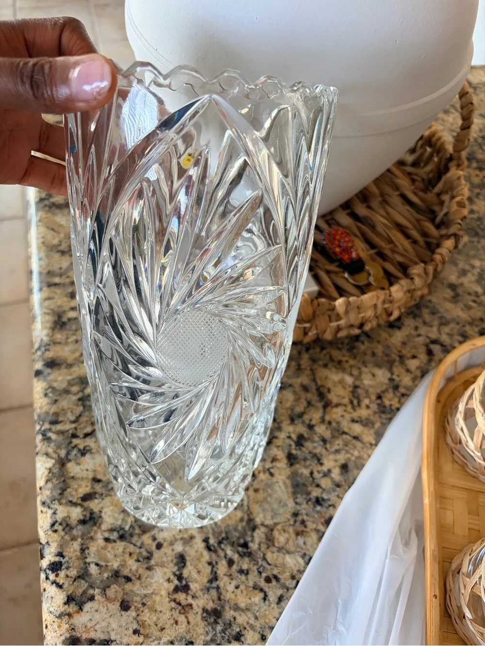 Clear Cut Lead Crystal Decorative Vase - Clear